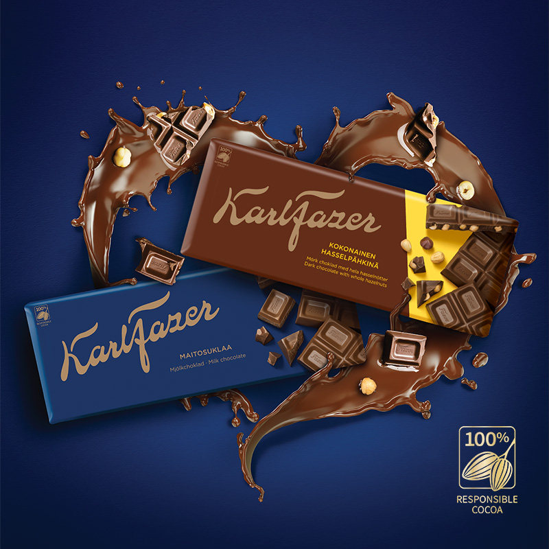 办公室零食分享装进口fazer菲泽牛奶巧克力排块400g新款芬兰原装