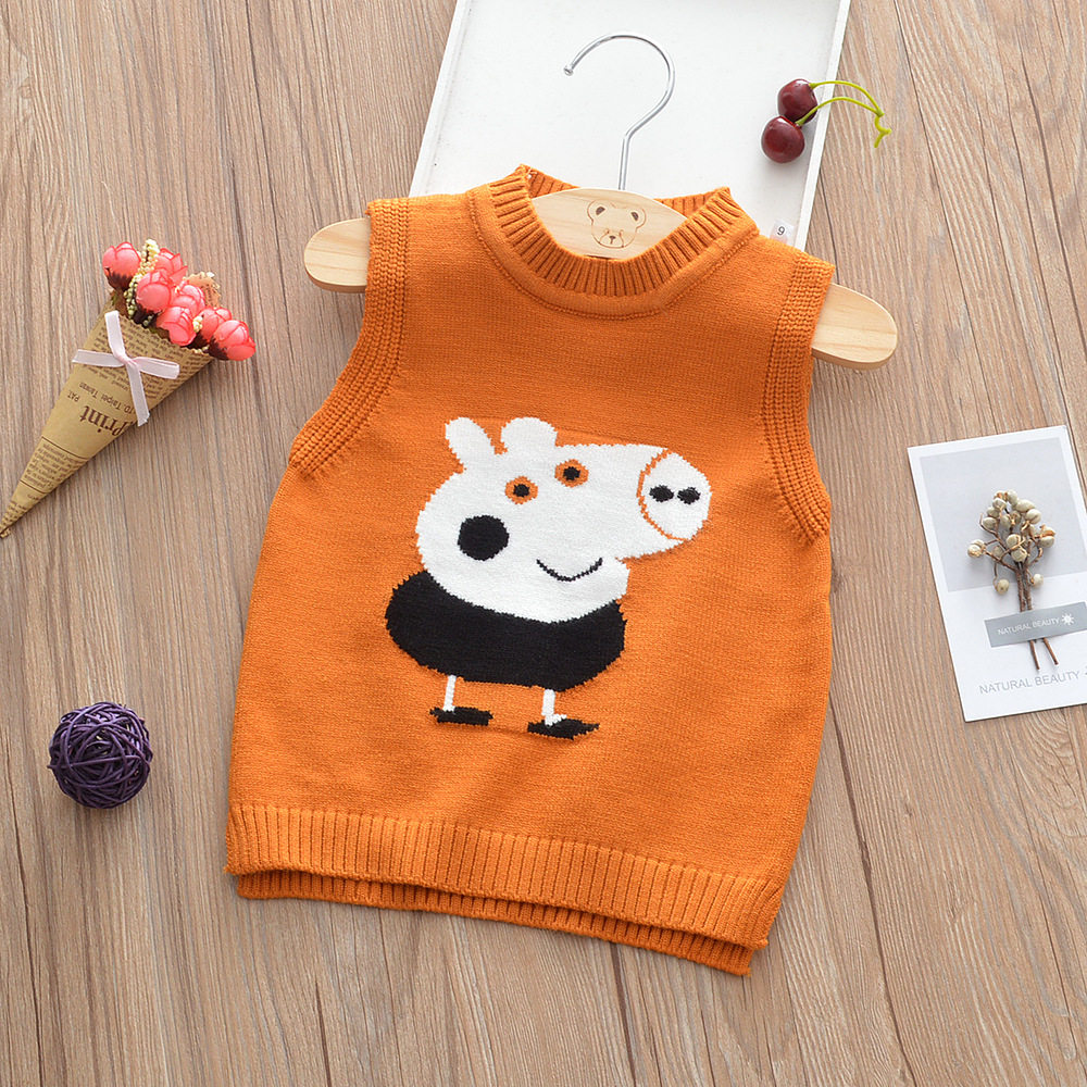 2021儿童小猪佩奇毛衣背心婴儿男女女童针织衫马甲毛衣