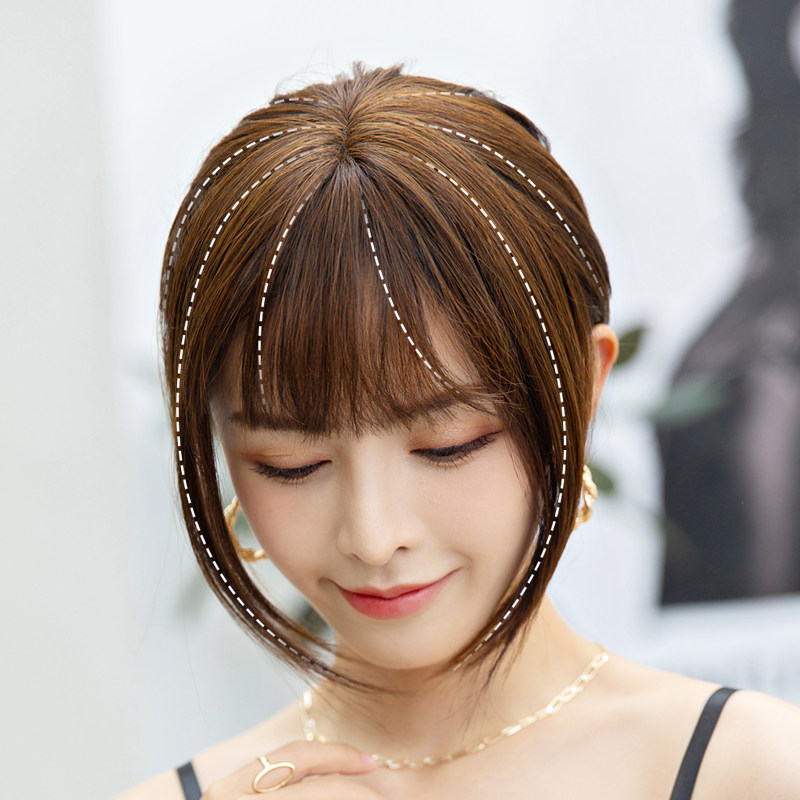 仿真空气斜齐法式刘海假发片女头顶补发遮盖刘海片