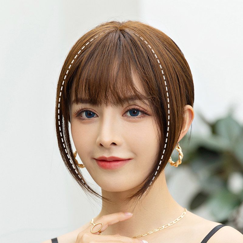仿真空气斜齐法式刘海假发片女头顶补发遮盖刘海片