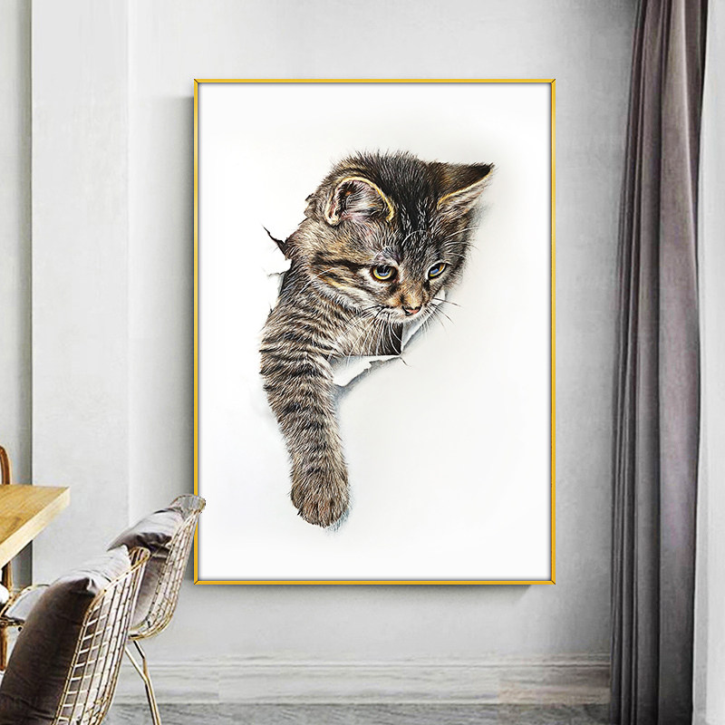 现代简约可爱可爱猫猫咪动物玄关装饰画客厅沙发背景墙现代装饰画