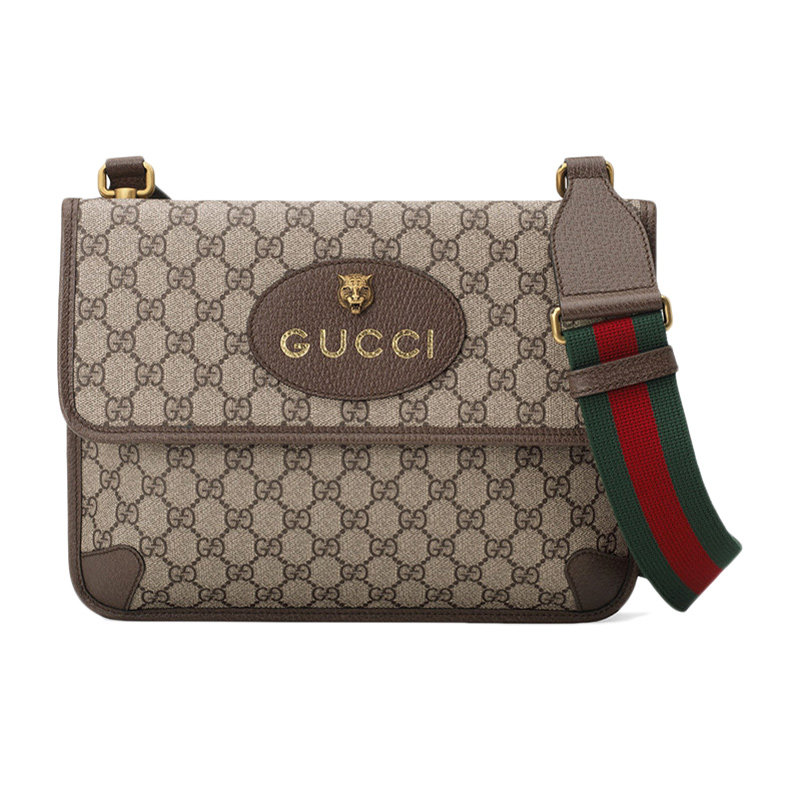 预售gucci古驰正品男士卡其色虎头单肩斜挎包495654男士包袋