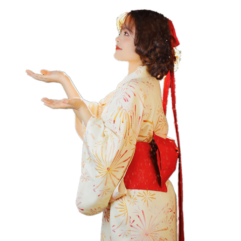 和服可爱日式改良连衣裙鹅黄烟花浴衣夏日祭神民族服装