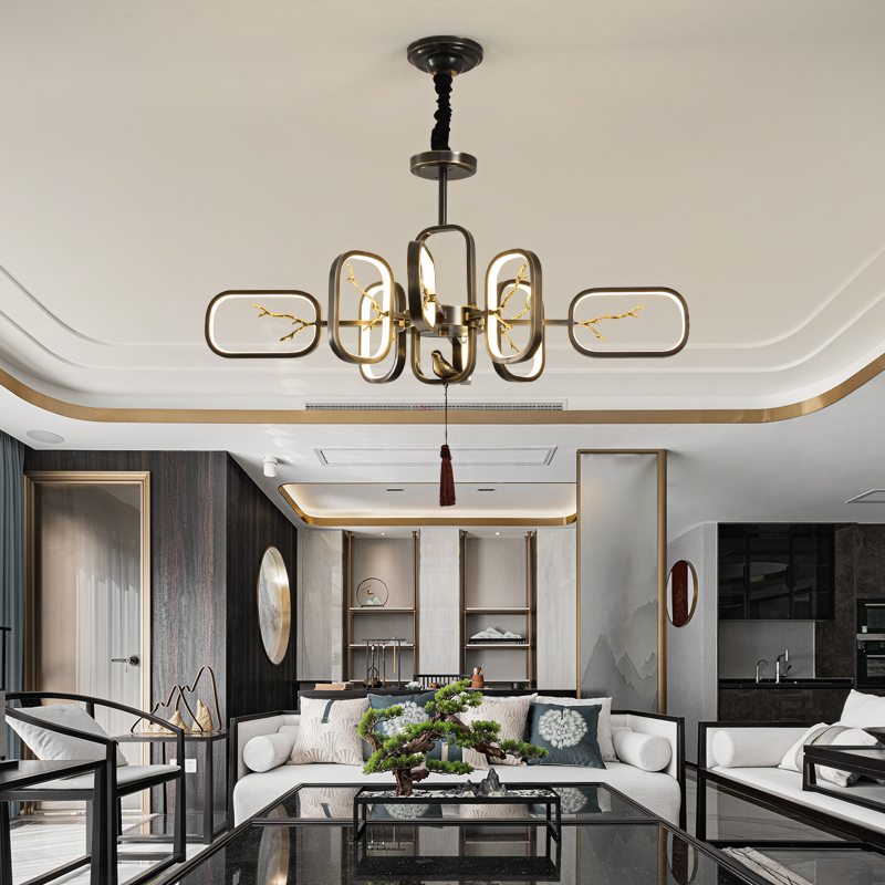 中式新中式餐厅禅意国风中国吊顶卧室现代简约客厅客厅吊灯