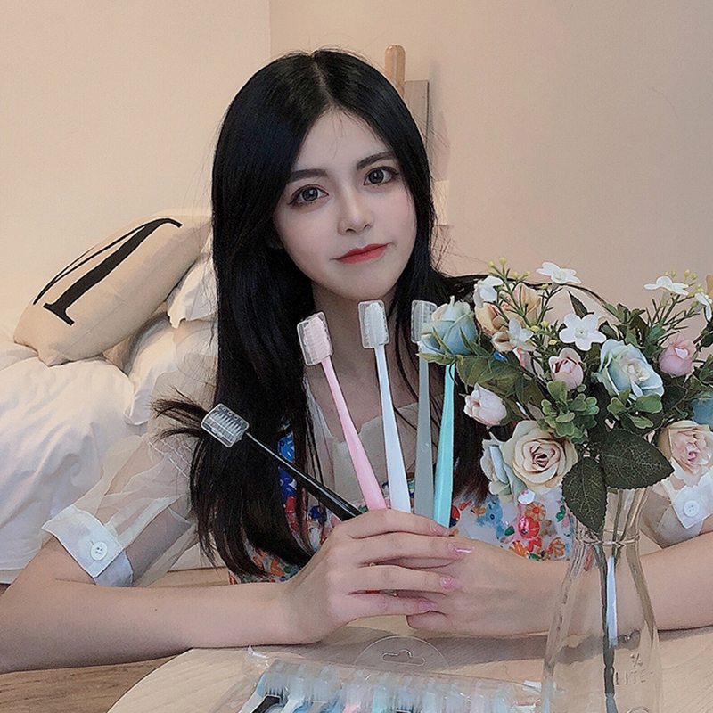 网红推荐款马卡龙韩风小头牙刷20支装软毛微商热销爆款成人家用装 - 图0