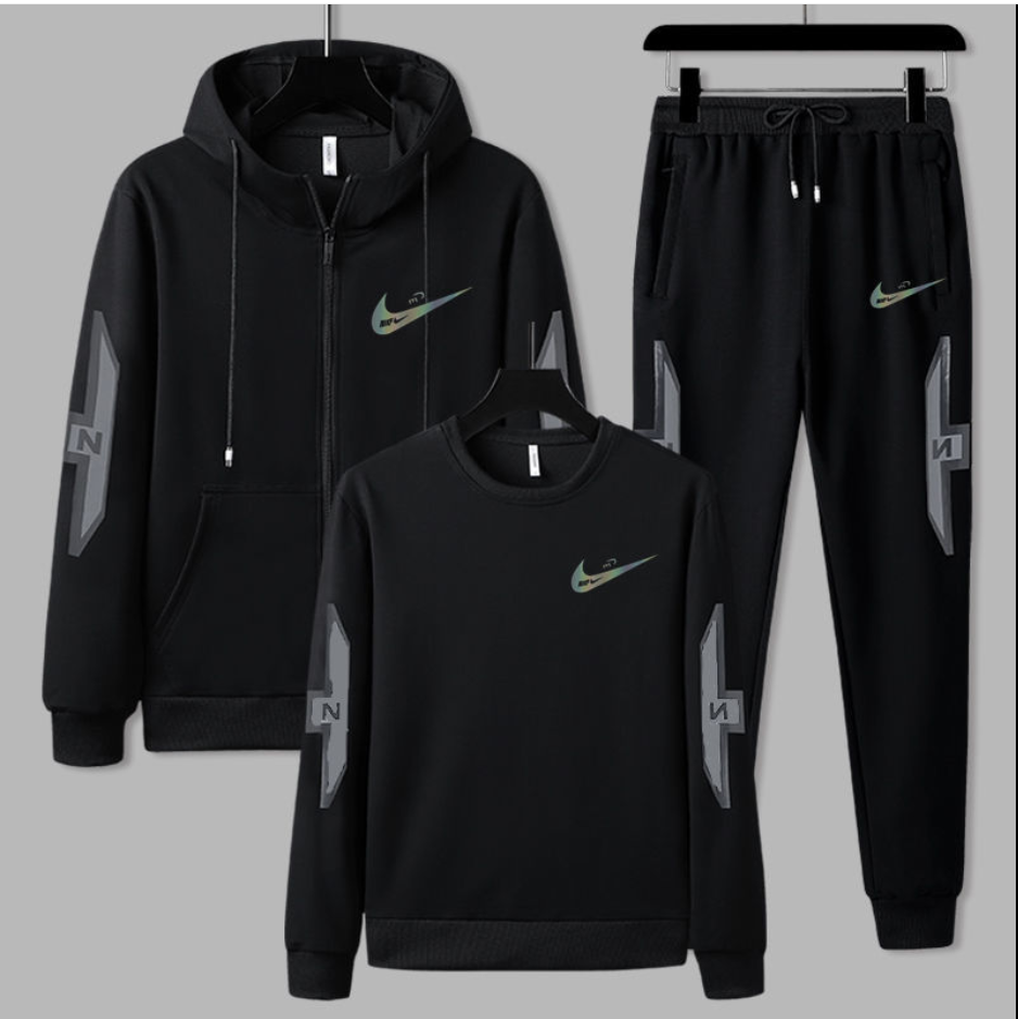 休闲运动套装男士秋韩版宽松青年大码男装运动服外套t恤