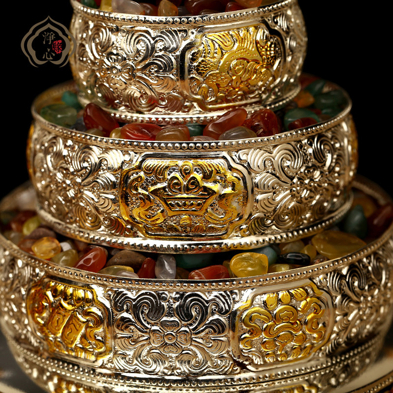 佛教用品藏族曼扎盘金曼茶盘无底底盘宝石装供藏族曼扎盘