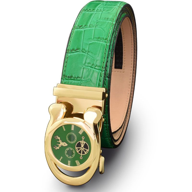 2021新款流行绿色皮带男士韩版潮流自动腰带腰带