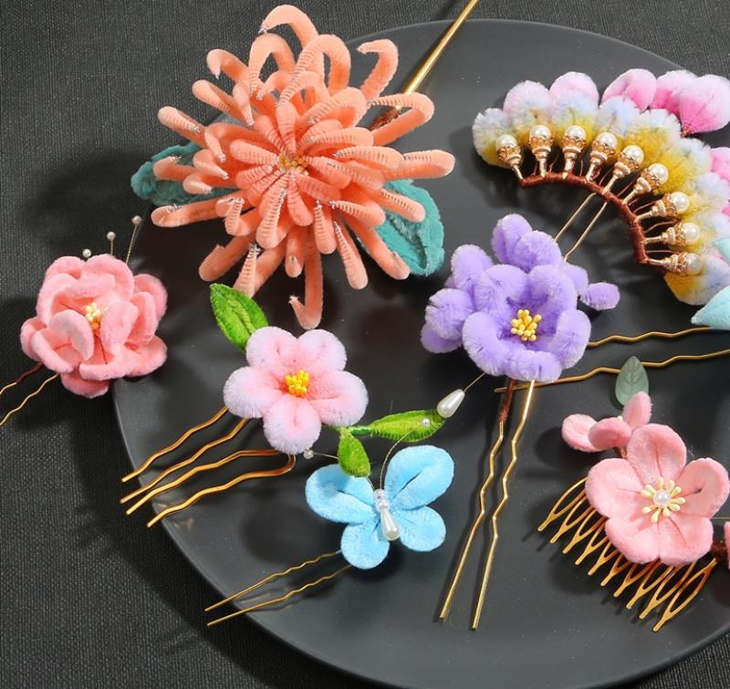 材料绒花包加密扭扭毛根加密发簪发饰步摇汉服其他diy