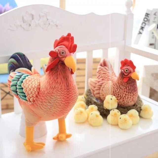 假鸡模型仿真鸡年吉祥物公仔老母母鸡鸡窝孵小鸡毛绒布艺类玩具