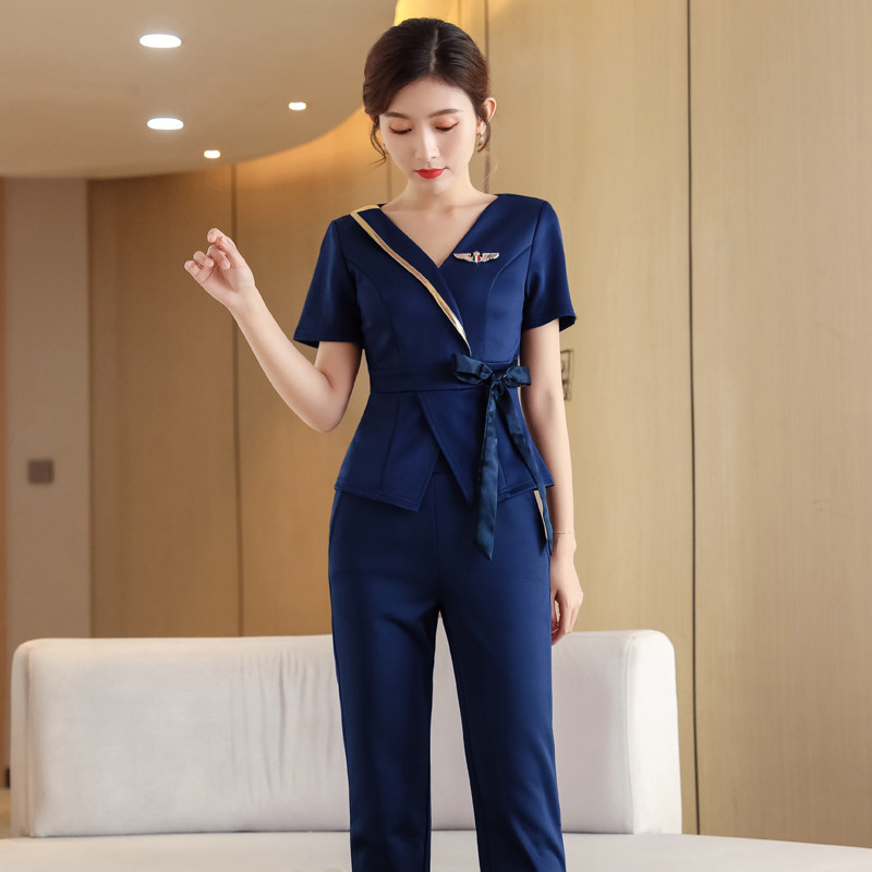 足浴服装养生工作服女足足疗新款2021显瘦洗浴酒店工作制服