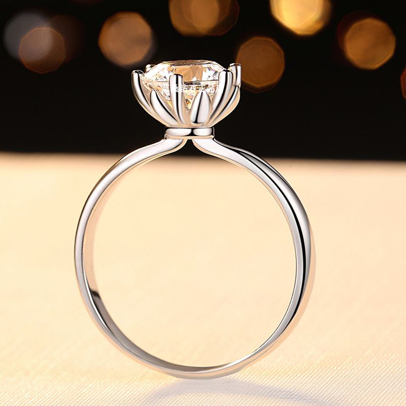 新款莫桑1克拉订婚结婚钻戒pt950铂金六爪戒指戒指