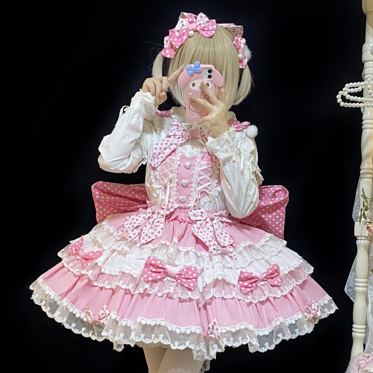 板糖lolita可爱爱心背带波点波波himesama定金三团lolita洛丽塔连衣裙