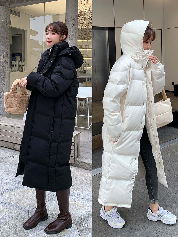 2022新冬季东北防寒加厚白色超长款中戏羽绒服女过膝大码男外套潮