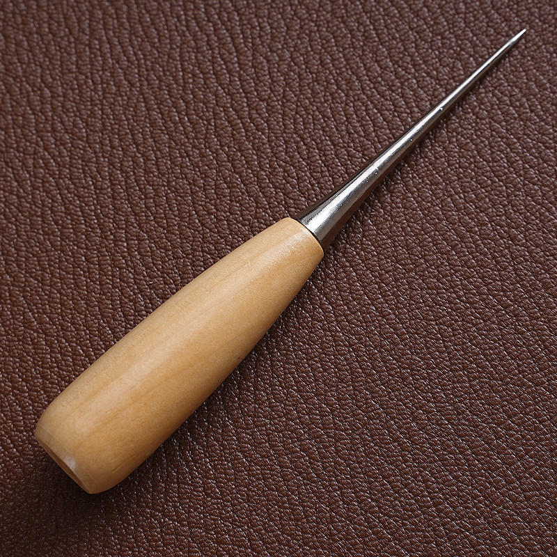 锥子木色千枚木柄原木皮革diy牛皮手工穿孔锥子