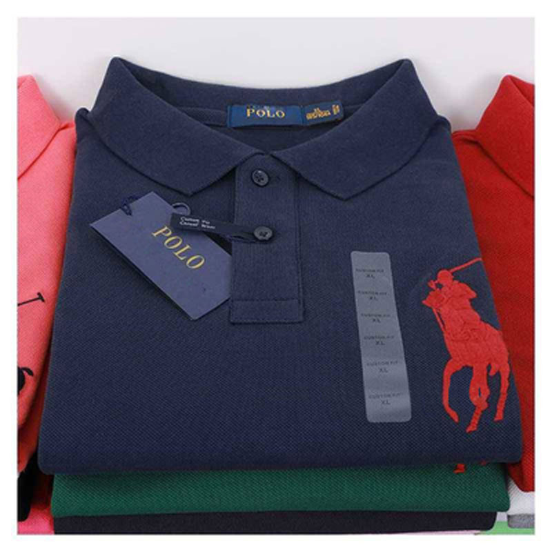 保罗Polo衫男长袖纯棉翻领2022秋冬休闲中青年体t恤商务上衣宽松