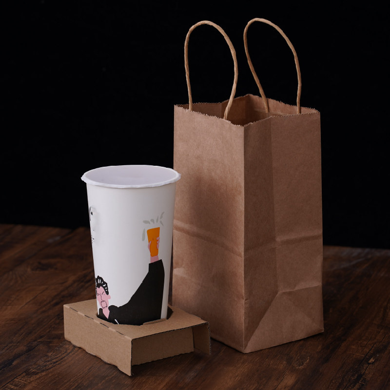 包袋奶茶外卖打包单杯袋牛皮牛皮纸纸袋烘焙手提袋礼品袋
