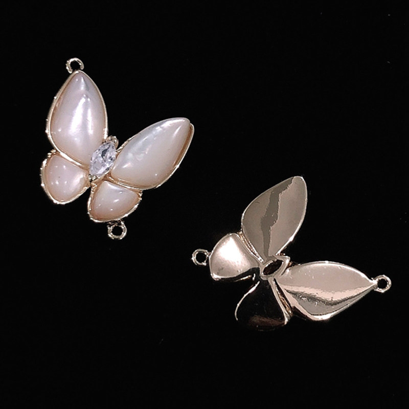 14k包金铜镀真金凸面海水贝壳蝴蝶s925银耳其他diy饰品配件