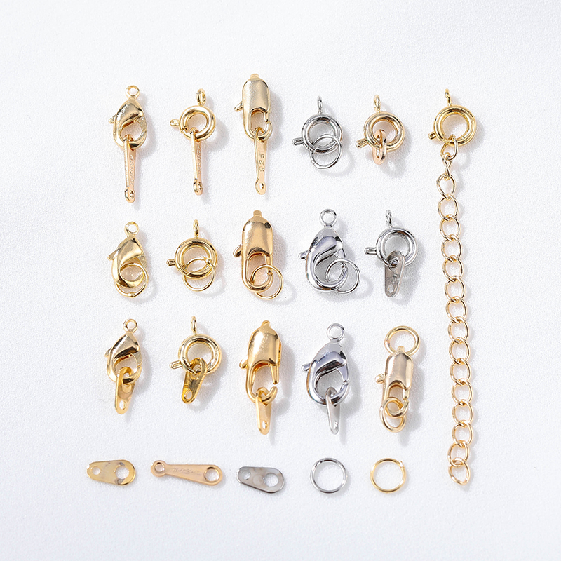 连接14k包金弹簧龙虾鱼尾扣日字项链diy手工扣