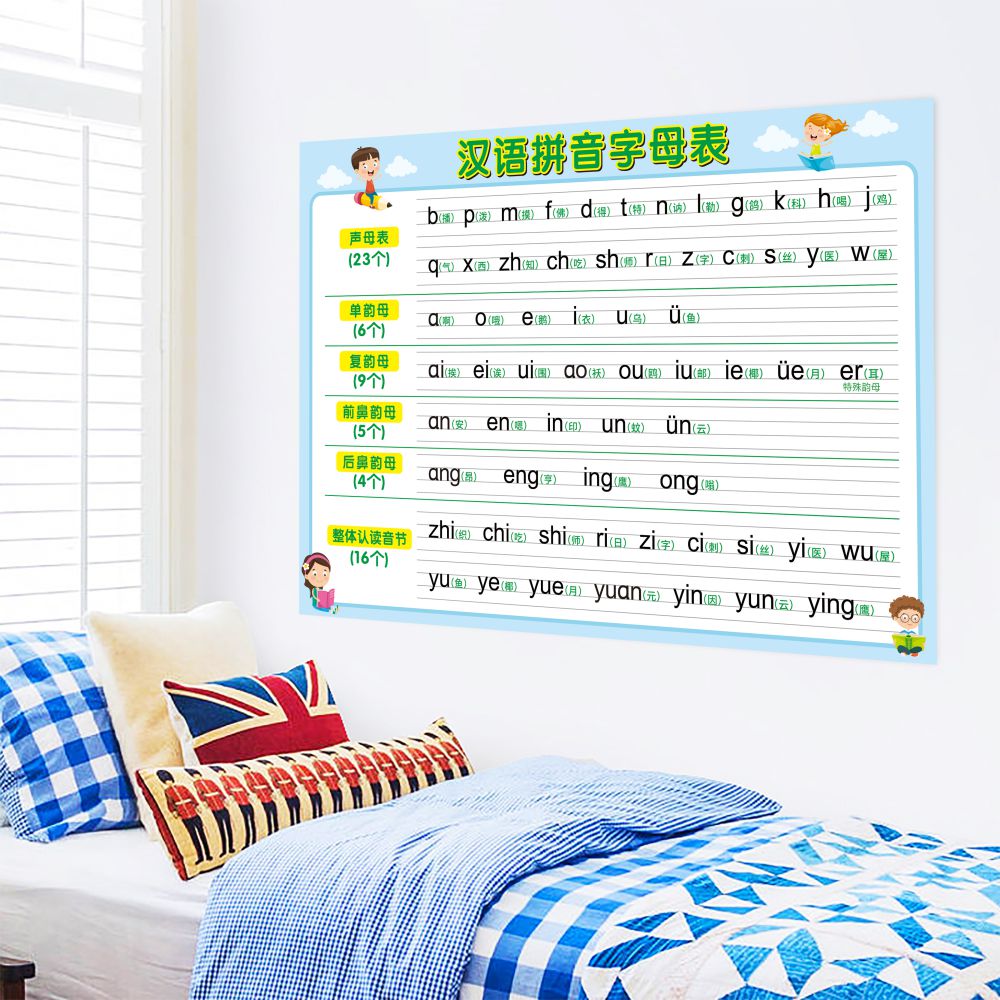aoe26汉语拼音字母表墙贴一年级教学学用小学生儿童声母软装墙贴