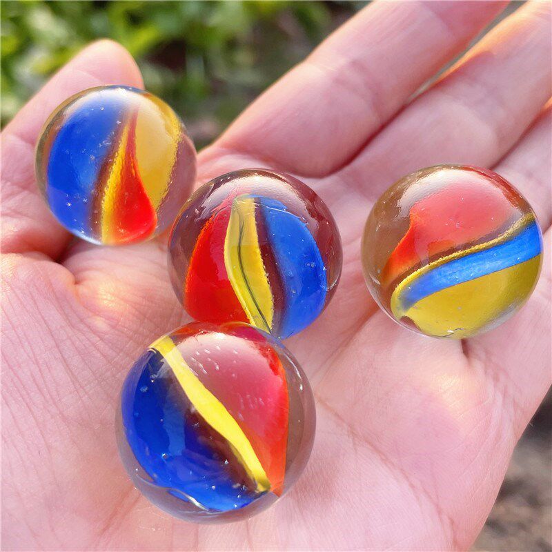 玻璃大号怀旧三色弹珠16mm25mm游戏溜溜鱼缸装饰水晶珠