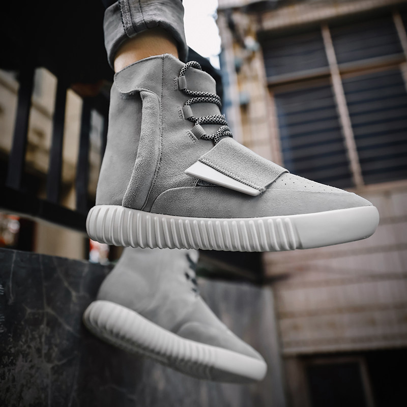 椰子鞋女yeezy真爆高帮鞋拉链真皮休闲鞋短靴男欧高帮鞋