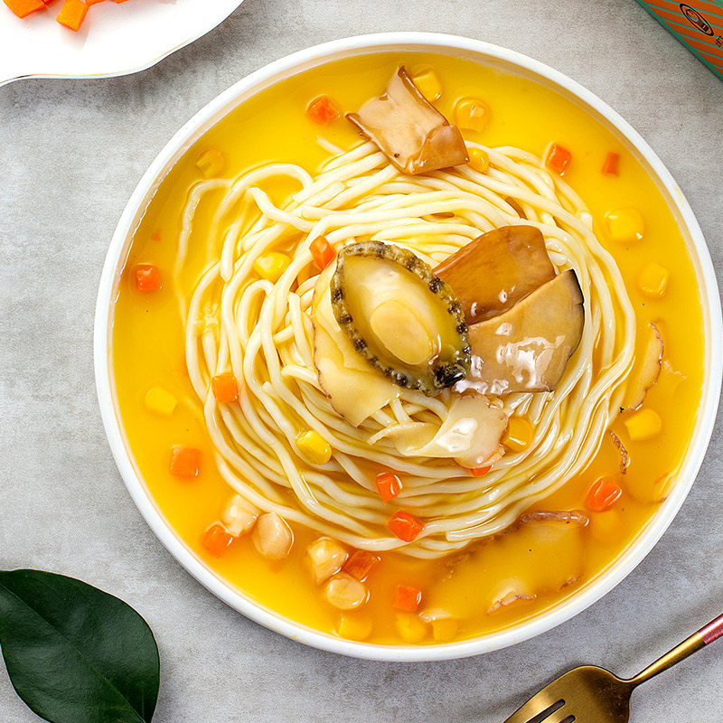 美乐食卓鲍鱼捞面拌面方便速食半成品快餐海鲜冲泡方便面