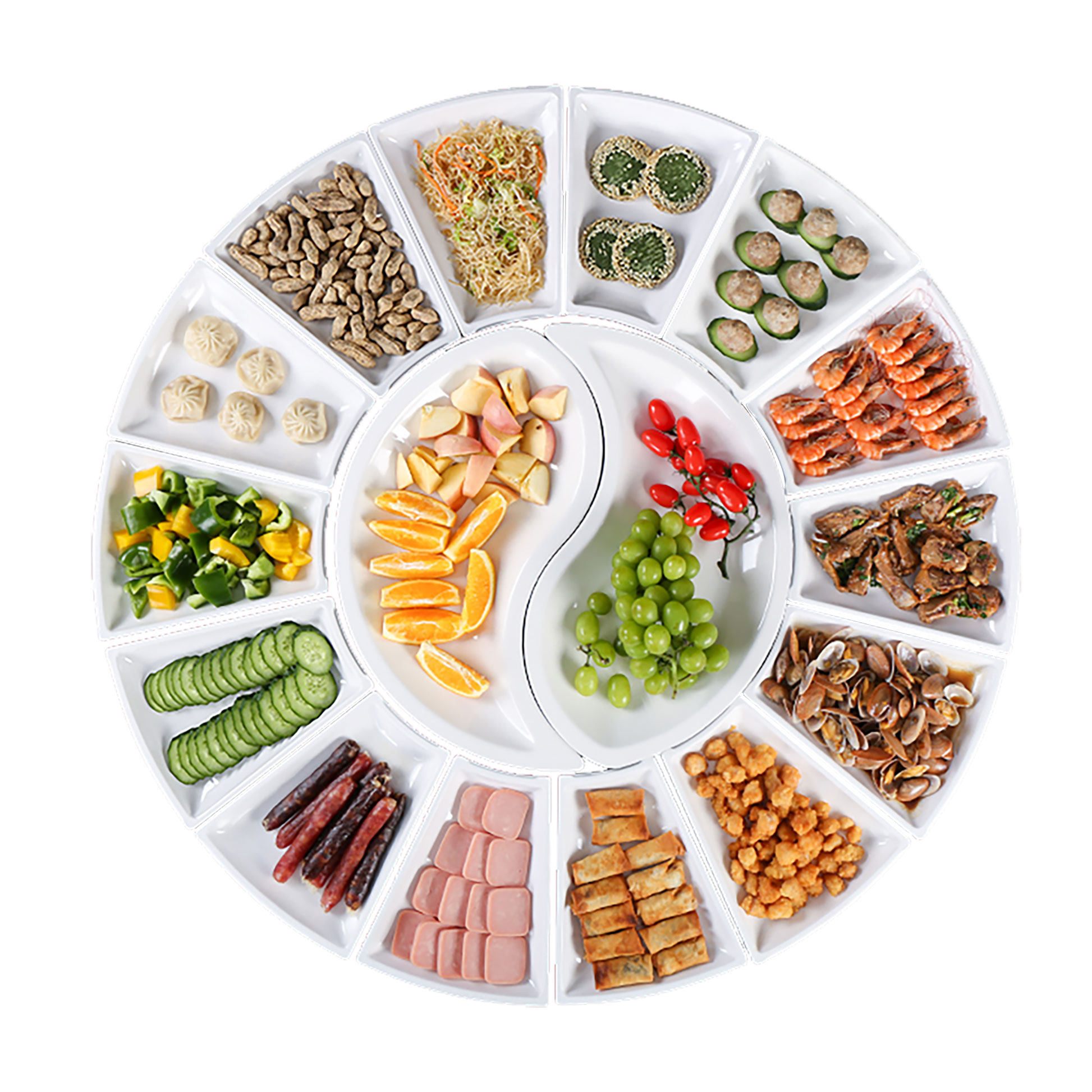 密胺团圆年夜饭宴席聚会家庭圆桌大拼盘套装餐具盘