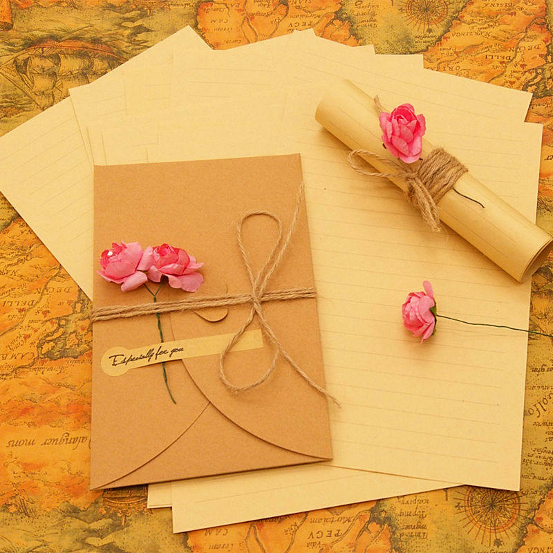 信纸信封套装爱心心形古风情书浪漫文艺唯美信纸