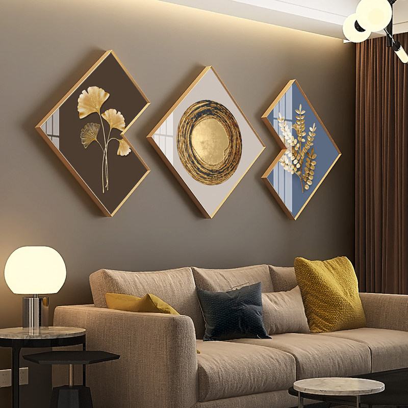 客厅装饰画沙发背景墙现代简约组合挂画壁画打孔轻奢现代装饰画