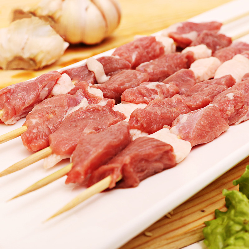 碱滩羊内蒙古生鲜羊肉串烧烤大串新鲜2斤原切羊腿食材羊肉串50串
