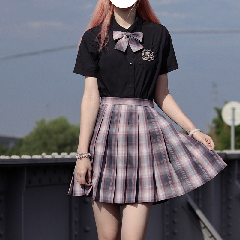 制服壁花现货原创jk格裙正版紫色紫格百褶裙半身裙