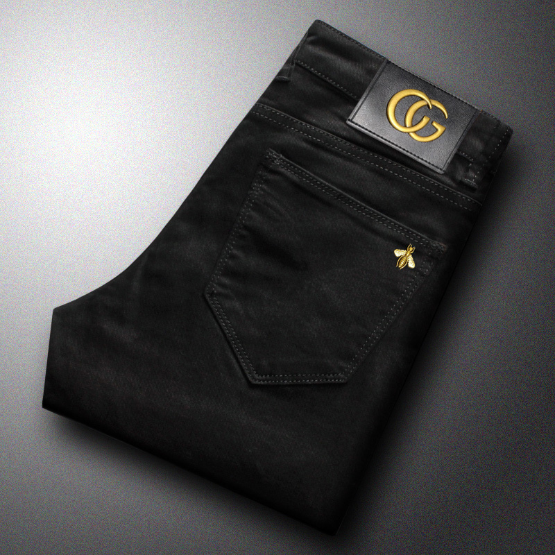 纯黑色牛仔裤男春夏季弹力修身小脚休闲时尚百搭青年潮款中腰长裤