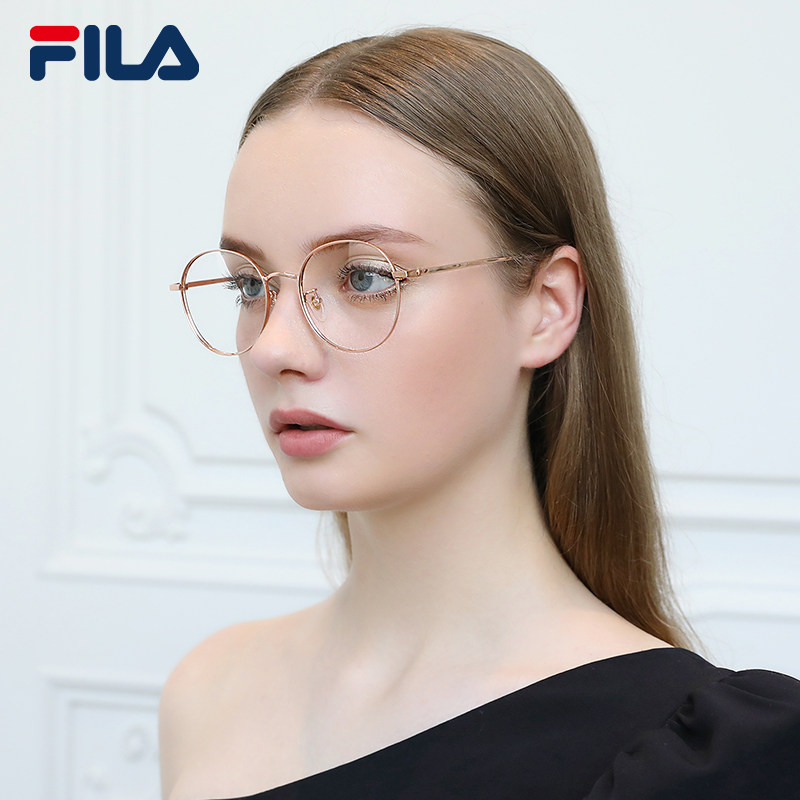 fila纯钛近视眼镜框复古圆框防蓝光