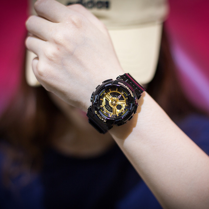 casio卡西欧正品手表babyg黑金时尚运动显学生女ba1101a日韩腕表