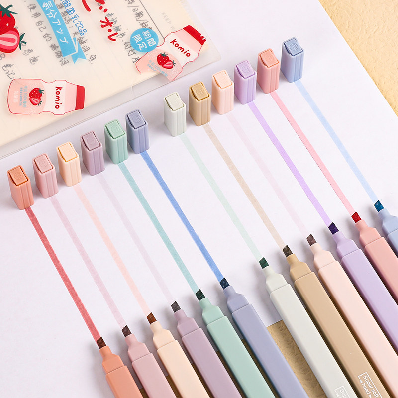 专用双头光笔手帐手大容量记号重点笔记用萤荧光笔荧光笔