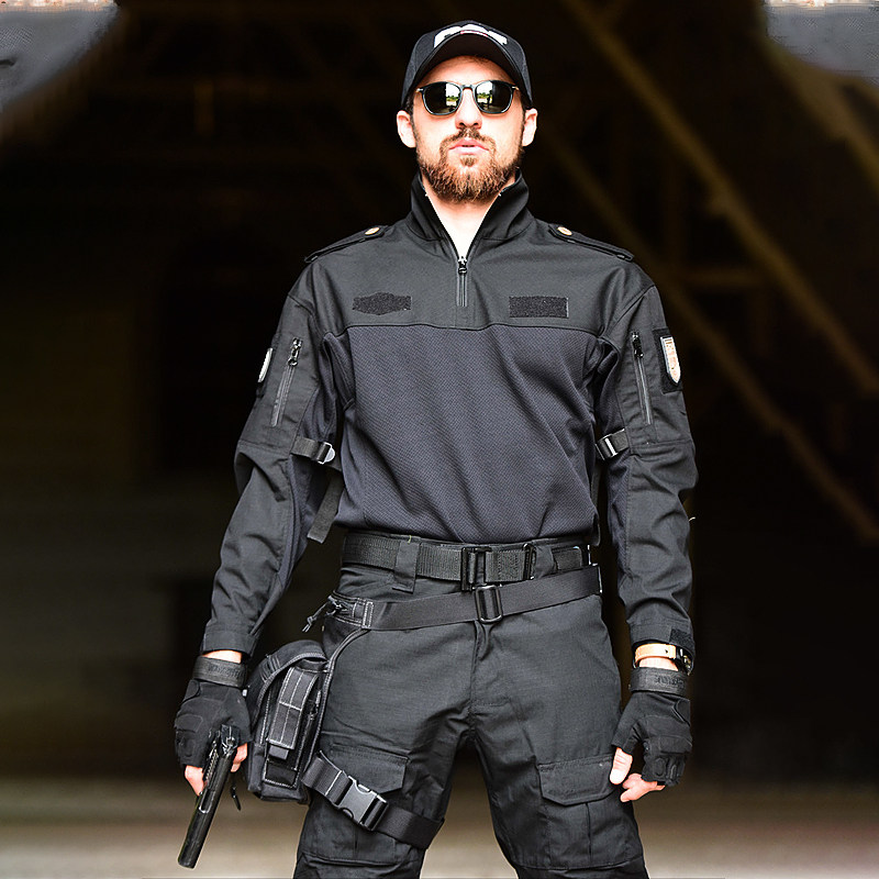 新款户外黑色作训套装男女夏季tbm教官官服作训外套