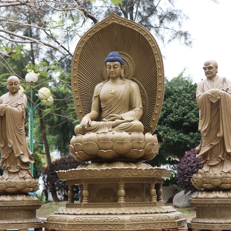 木雕一佛弟子海南香木大型佛像寺庙摆件