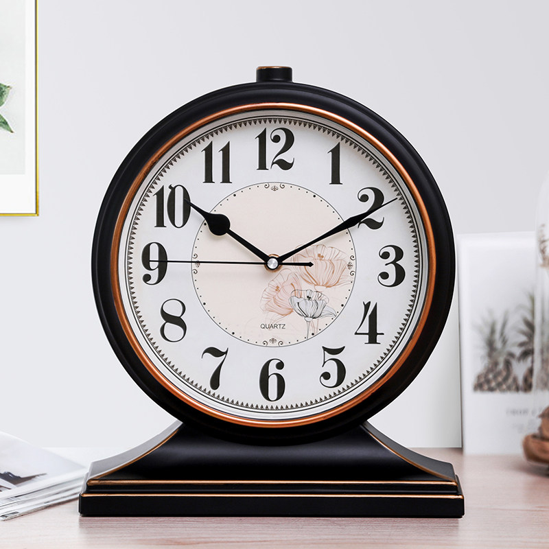时钟桌面钟表摆件欧式客厅卧室创意家用台式座钟复古静音大号台钟
