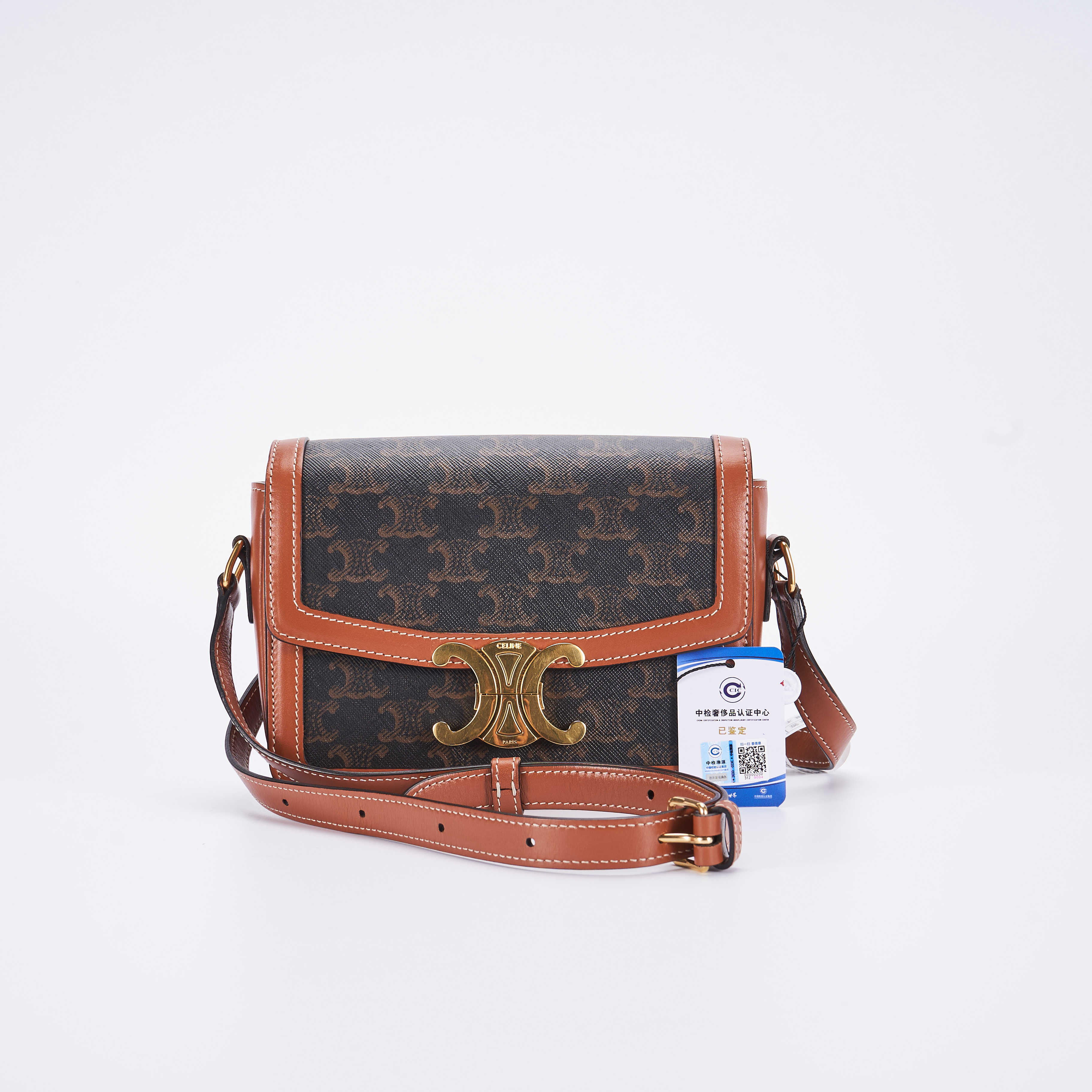 临时celine凯旋门单肩185棕色公价24000女士包袋