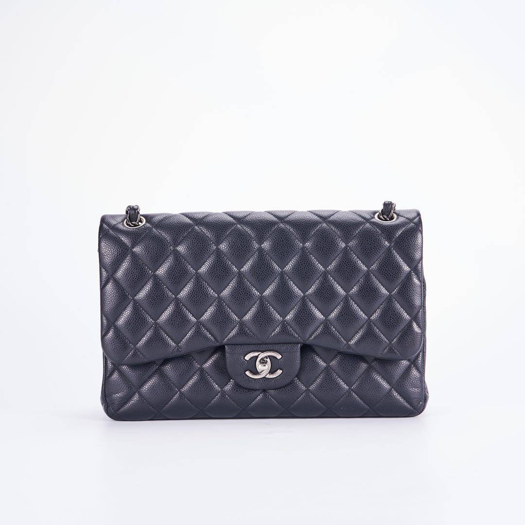 香奈儿chanelcfjumbo藏青银牛公价58000女士包袋