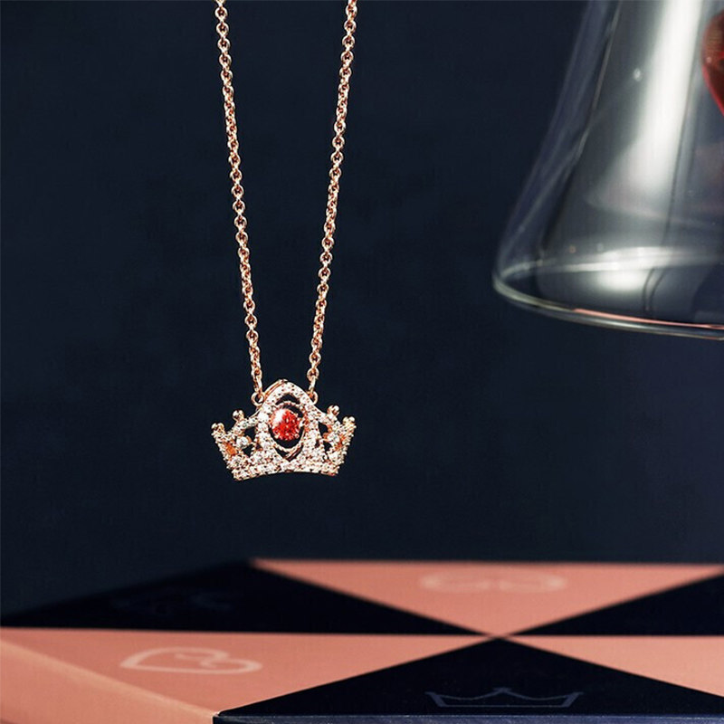 swarovski施华洛世奇女王皇冠玫瑰金色项链锁骨链送女友项链
