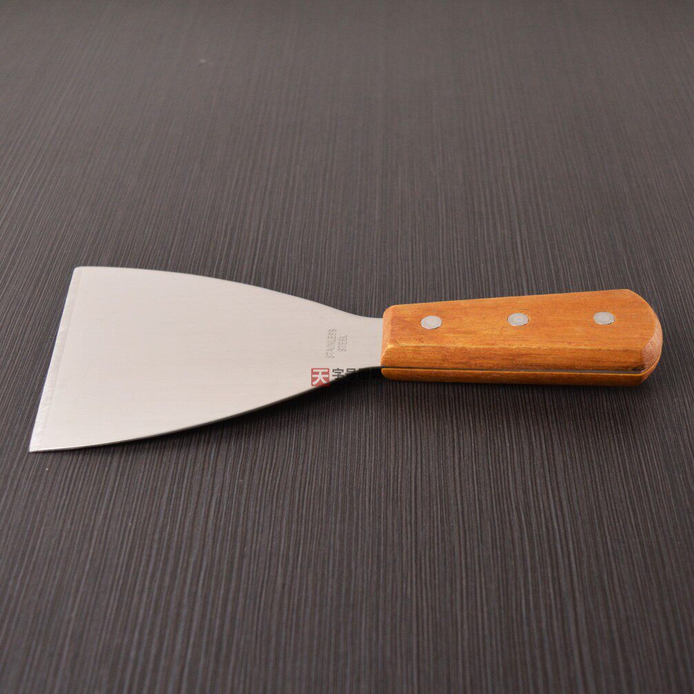 牛排不锈钢木柄三角铲斜铁板铲子煎铲多用板烧煎铲