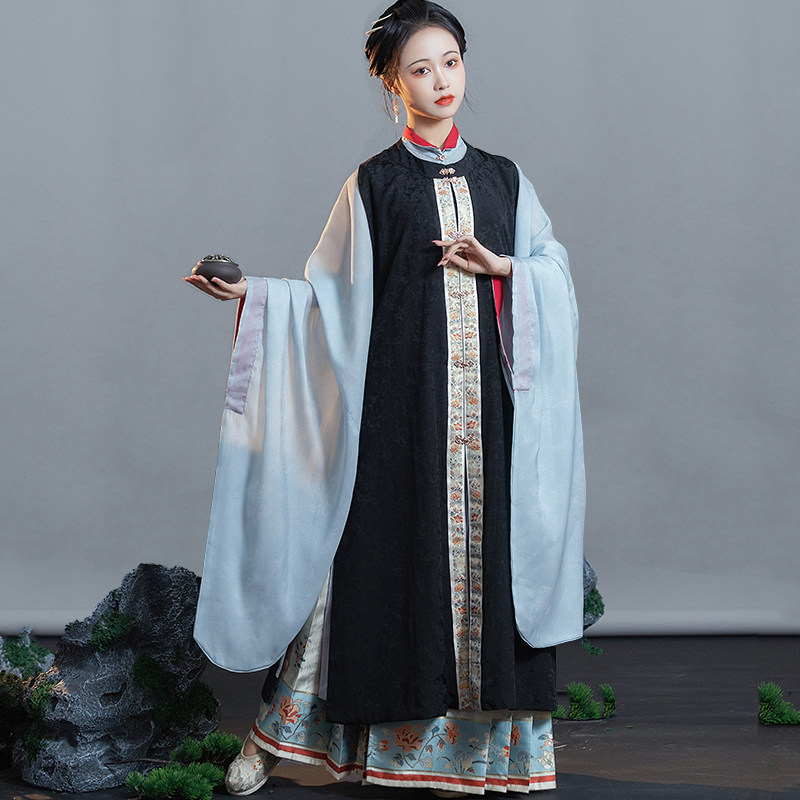 青渊原创汉服晚明制立领长衫妆花马面裙对襟圆领对襟
