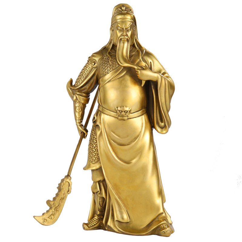铜关公关二爷摆件纯铜武财神佛像客厅供奉神像关羽武圣关公像开业