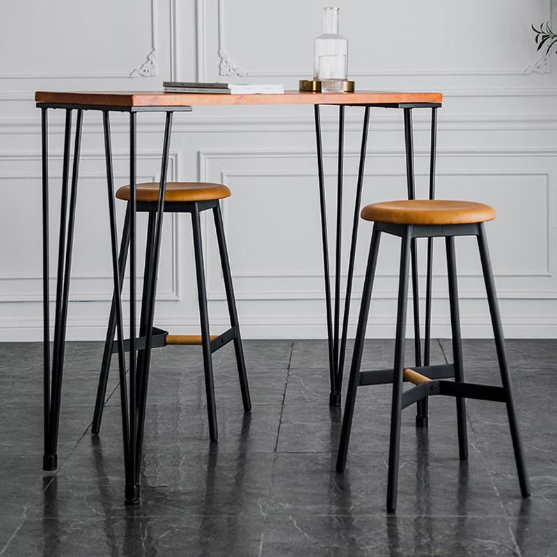高脚不锈钢圆凳工业吧台铁艺美式酒吧凳子北欧酒吧椅