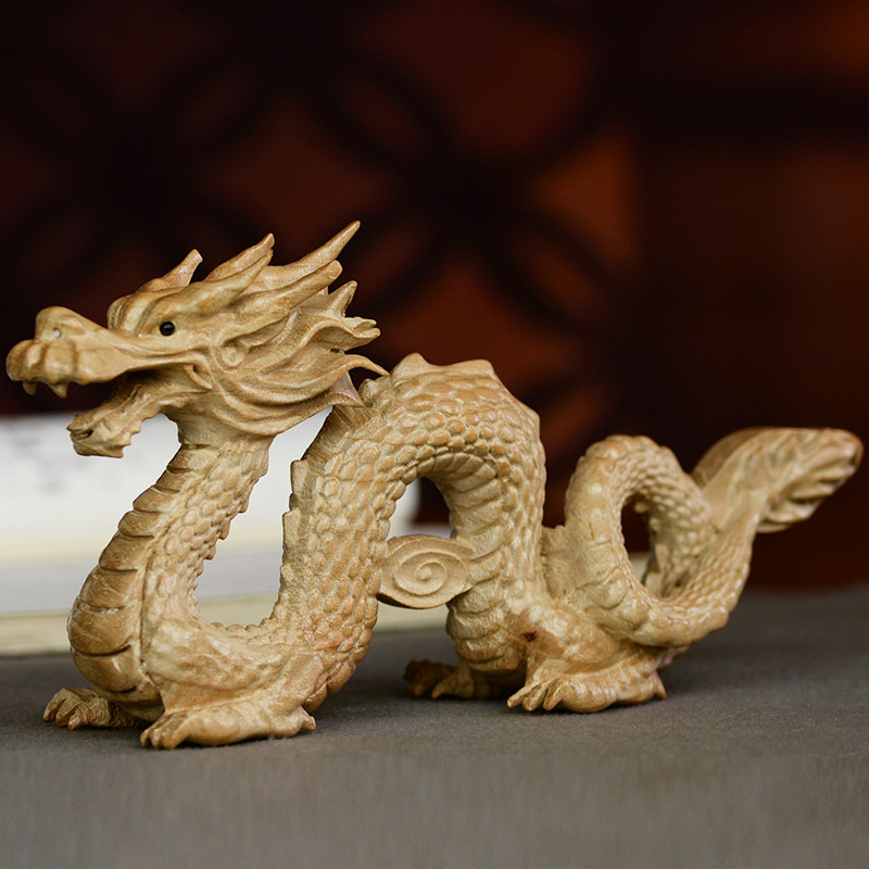 桃木生肖木龙摆件龙木雕龙吉祥物工艺品木质龙属龙摆件