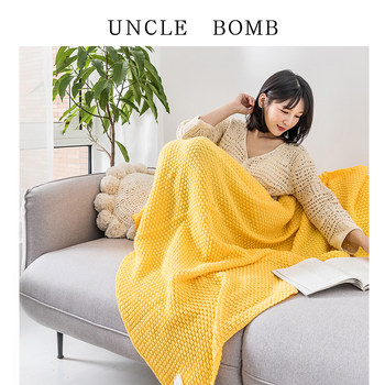 ins Nordic style sofa blanket office nap blanket tassel knitted ball wool casual air conditioning ຜ້າຫົ່ມຂະຫນາດນ້ອຍ