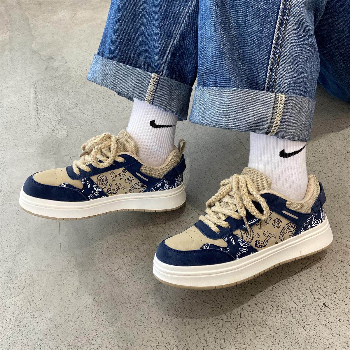 chic小众软底麻绳腰果花板鞋男女休闲透气运动鞋秋季学生小白鞋潮