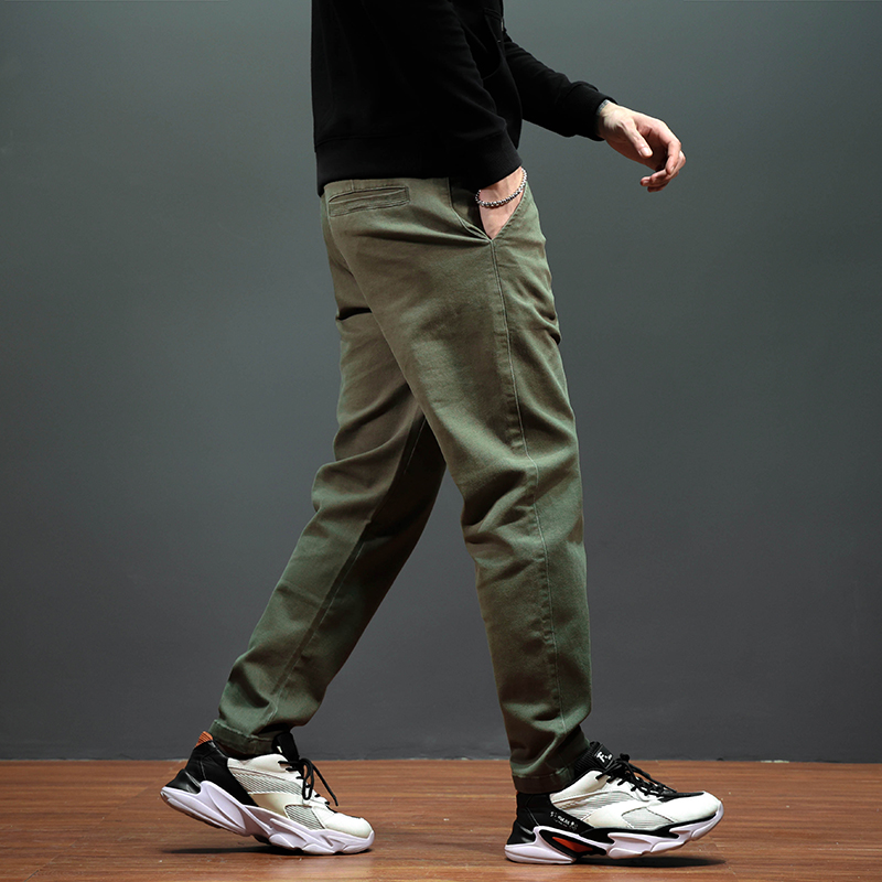 春秋男士休闲裤宽松大码2022新款纯色简约青年小脚长裤潮流哈伦裤